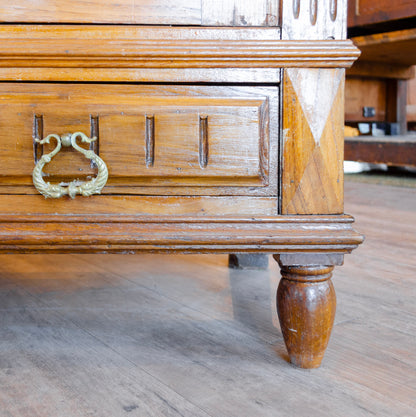 Louis XVI Style Floral Crowned Oak Armoire