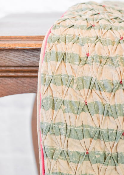 Smocked Beaded Table Runner