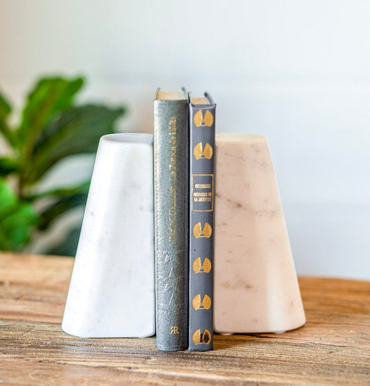 White Marble Bookends