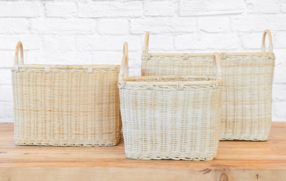 Square Rattan Basket w/ Handles