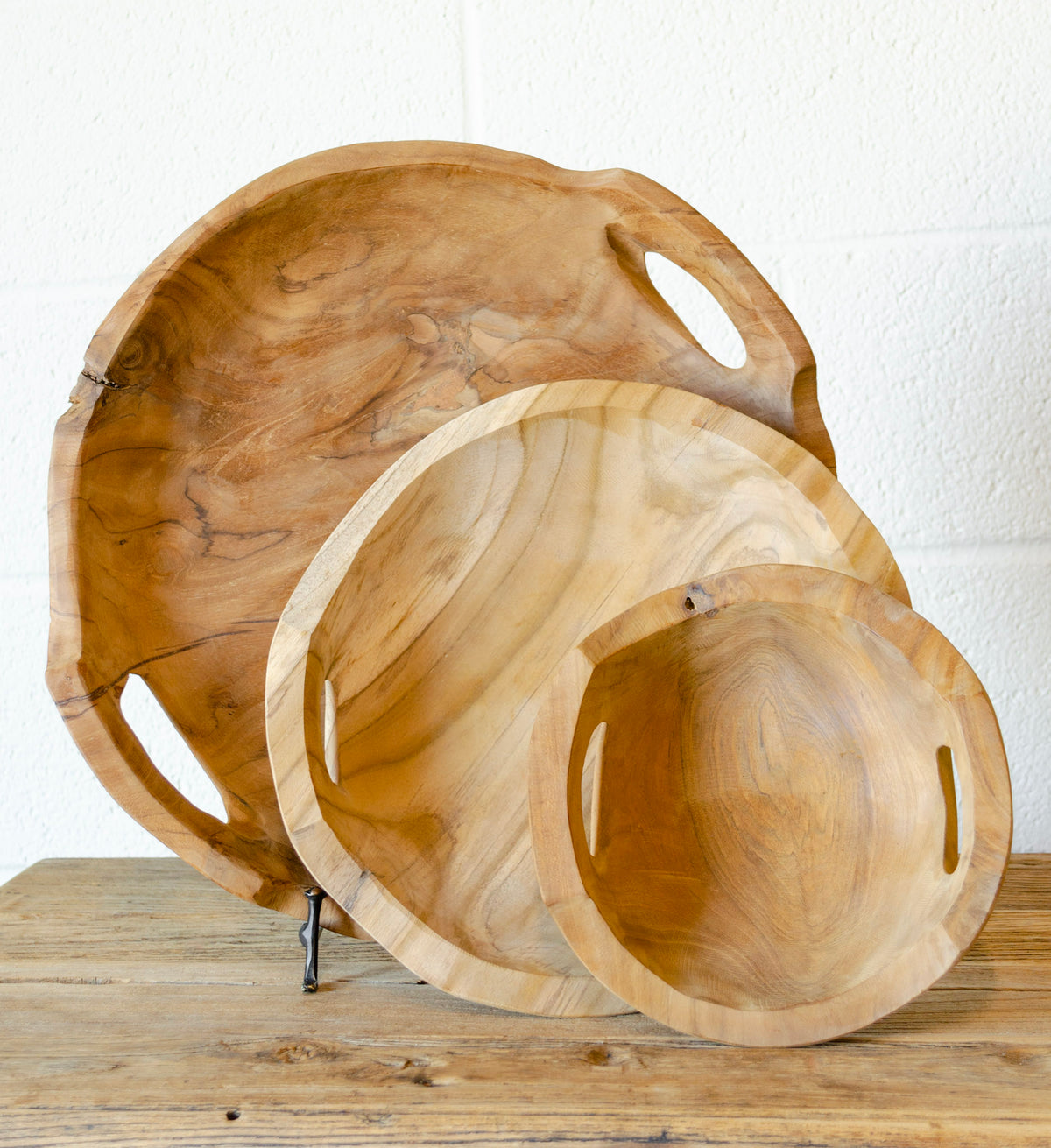 Teakwood Low Bowl w/ Handles