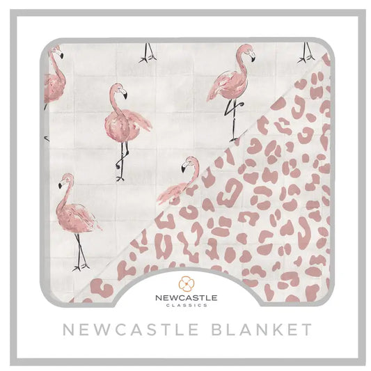 Dancing Flamingo and Little Leopard Newcastle Blanket