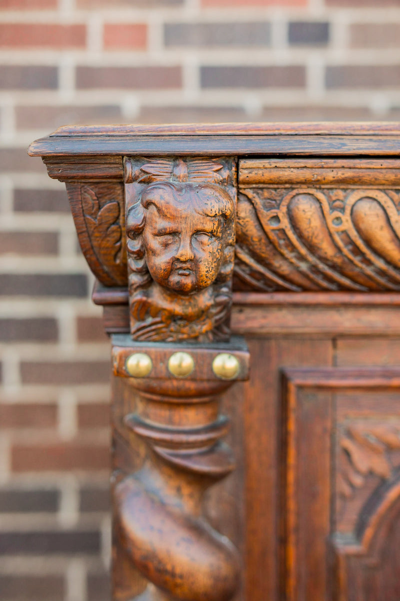 Early Flemish Renaissance Carved Oak Confiturier