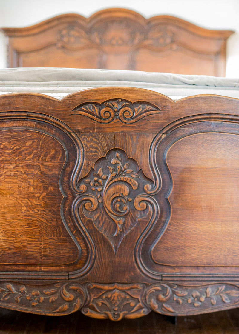 Lovely Louis XV Style Carved Oak Bed