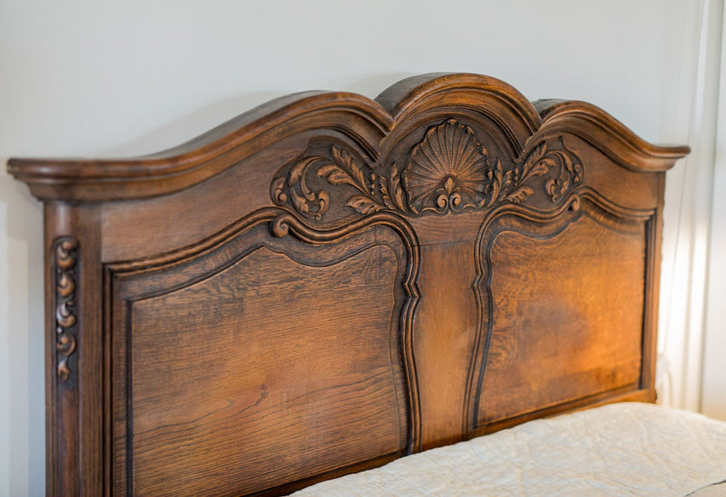 Lovely Louis XV Style Carved Oak Bed