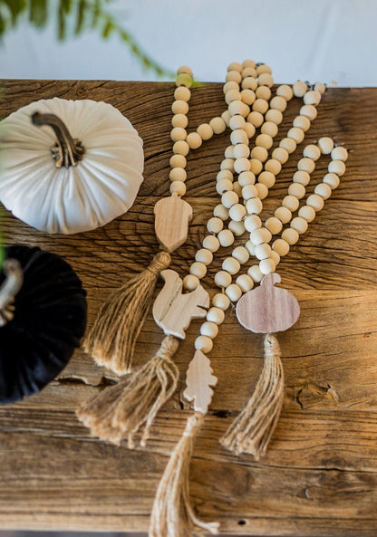 Autumn Icon Paulownia Wood Bead Garland