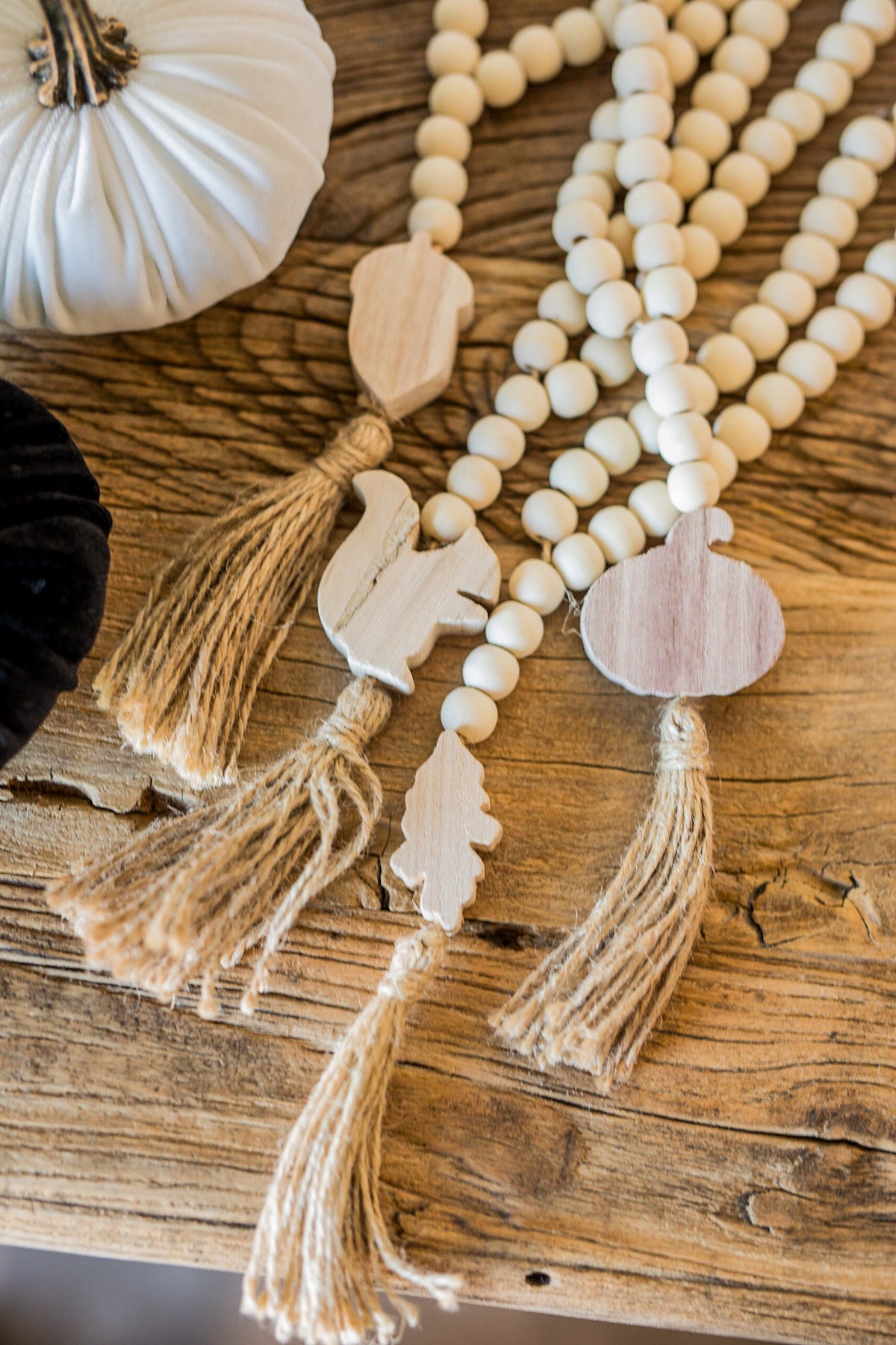 Autumn Icon Paulownia Wood Bead Garland