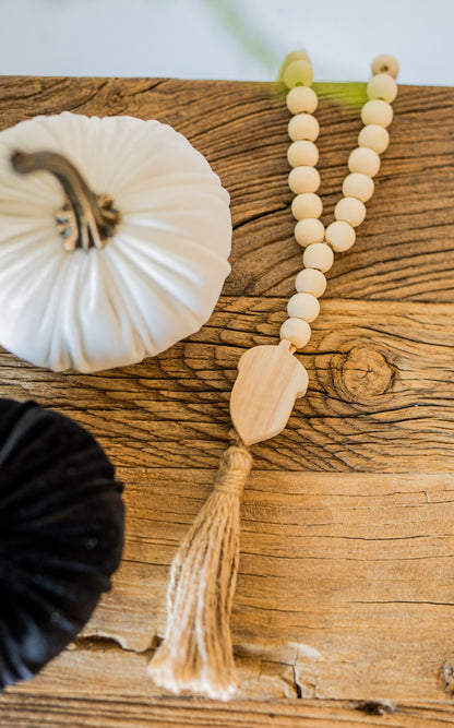 Autumn Icon Paulownia Wood Bead Garland