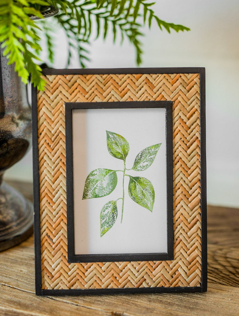 Herringbone Bamboo Natural & Black Picture Frame