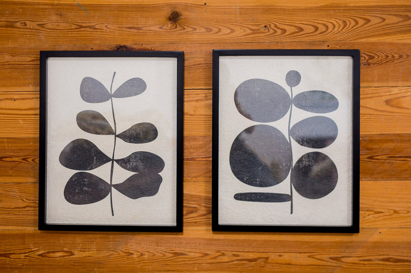 Abstract Botanical in Black Wood Frame