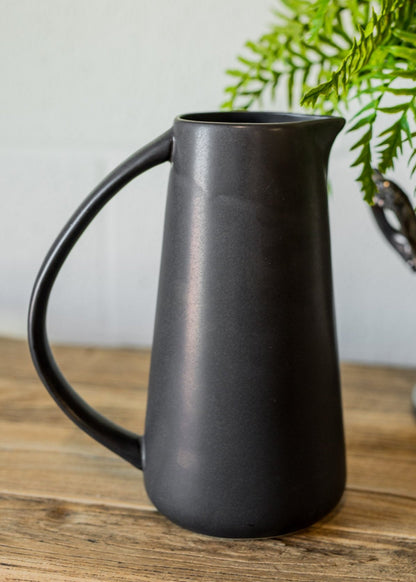Matte Black Stoneware Pitcher