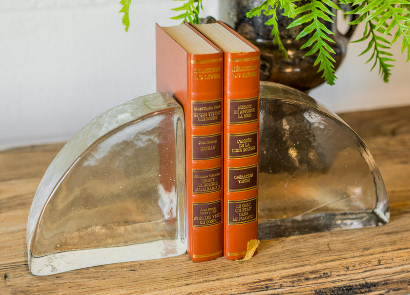 Recycled Clear Glass Bookend Set
