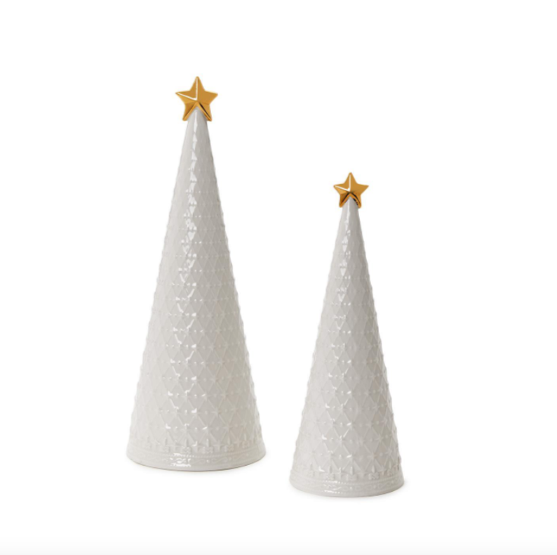 Elegant White Embossed Ceramic Christmas Tree