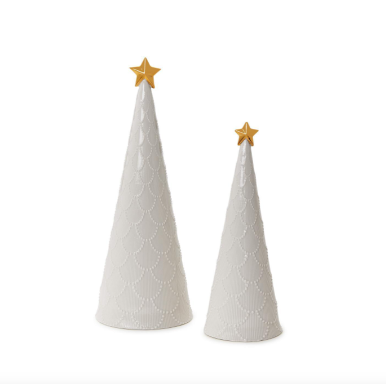 Elegant White Embossed Ceramic Christmas Tree