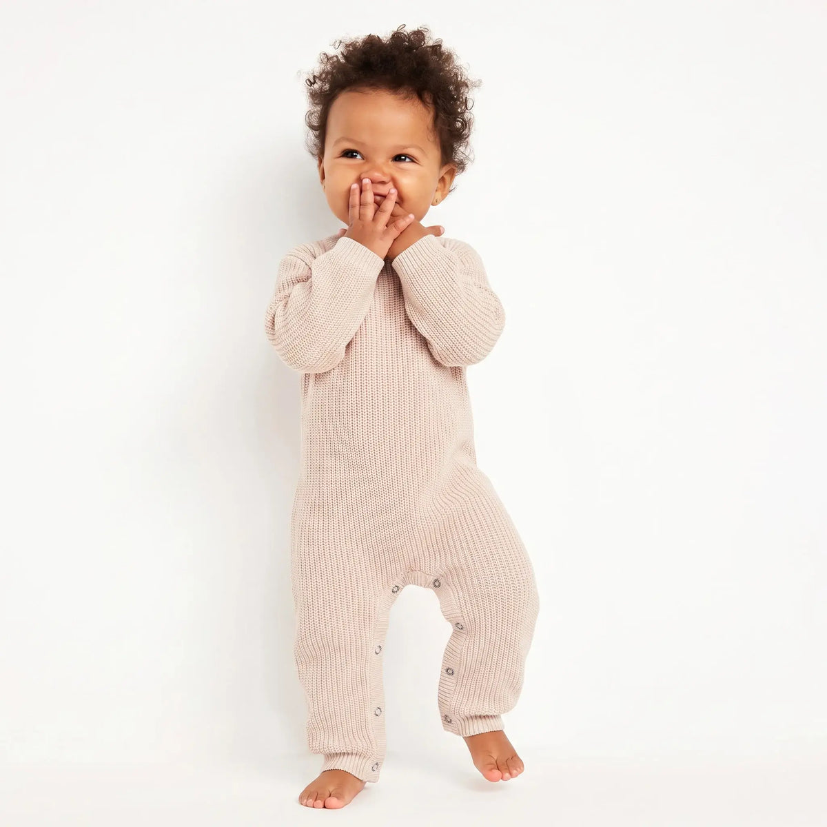 SWaddle AN Knit Long Sleeve Button Strap Knit Baby Romper