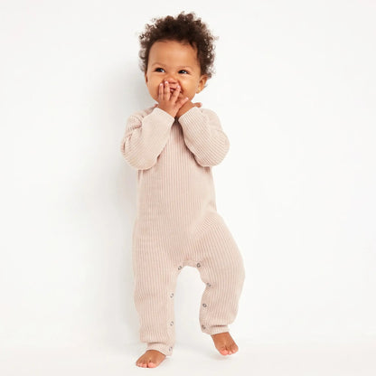 SWaddle AN Knit Long Sleeve Button Strap Knit Baby Romper