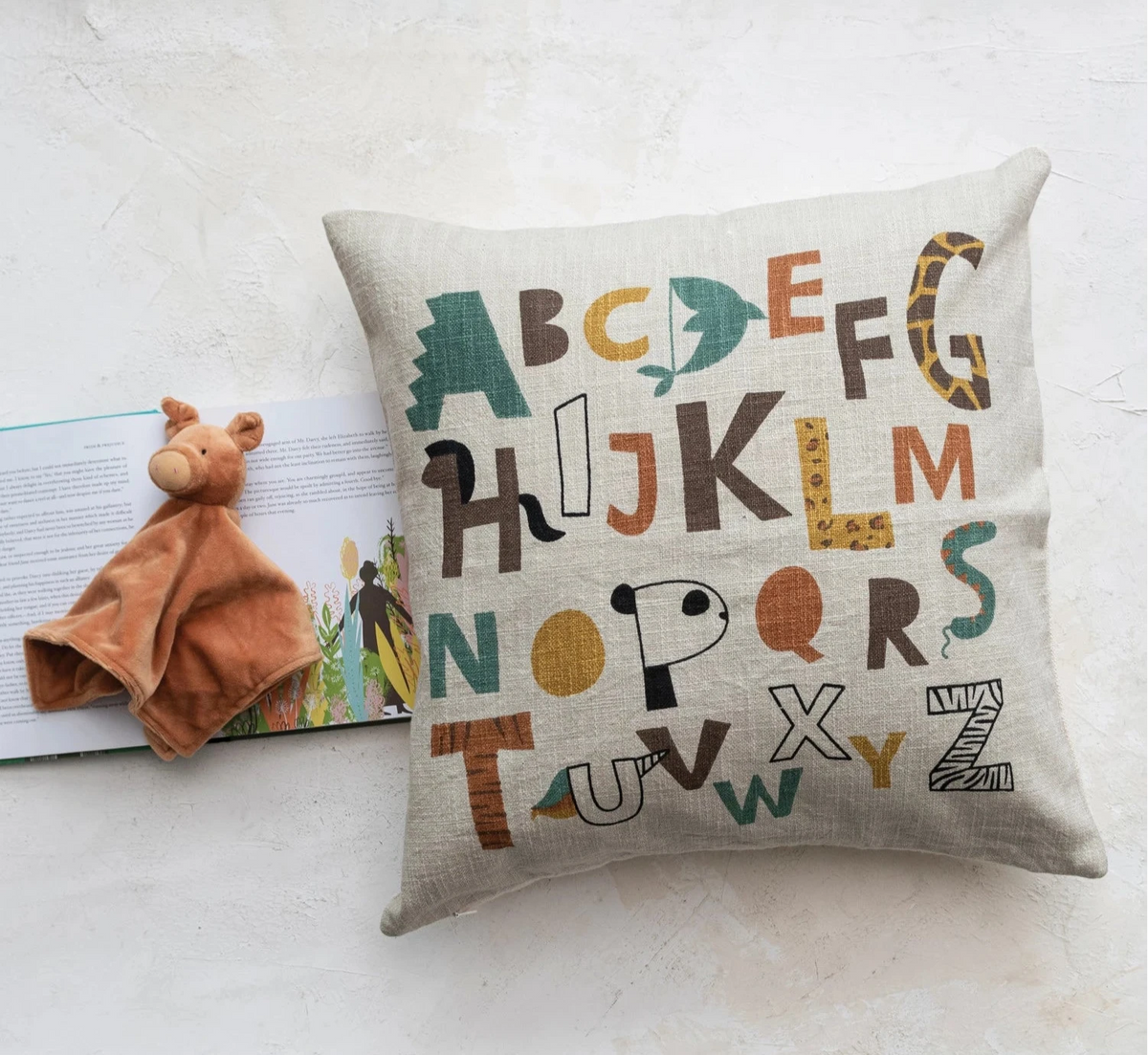 Abstract Animal Alphabet Pillow