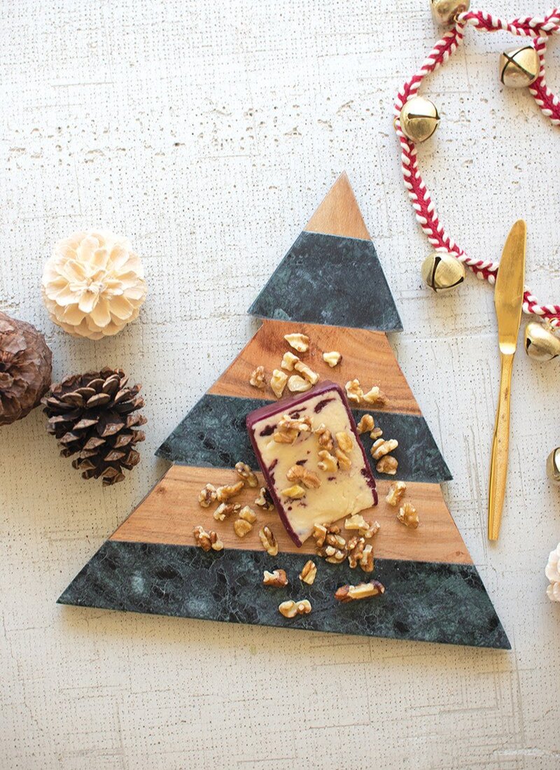 Marble & Acacia Christmas Tree Cutting Board