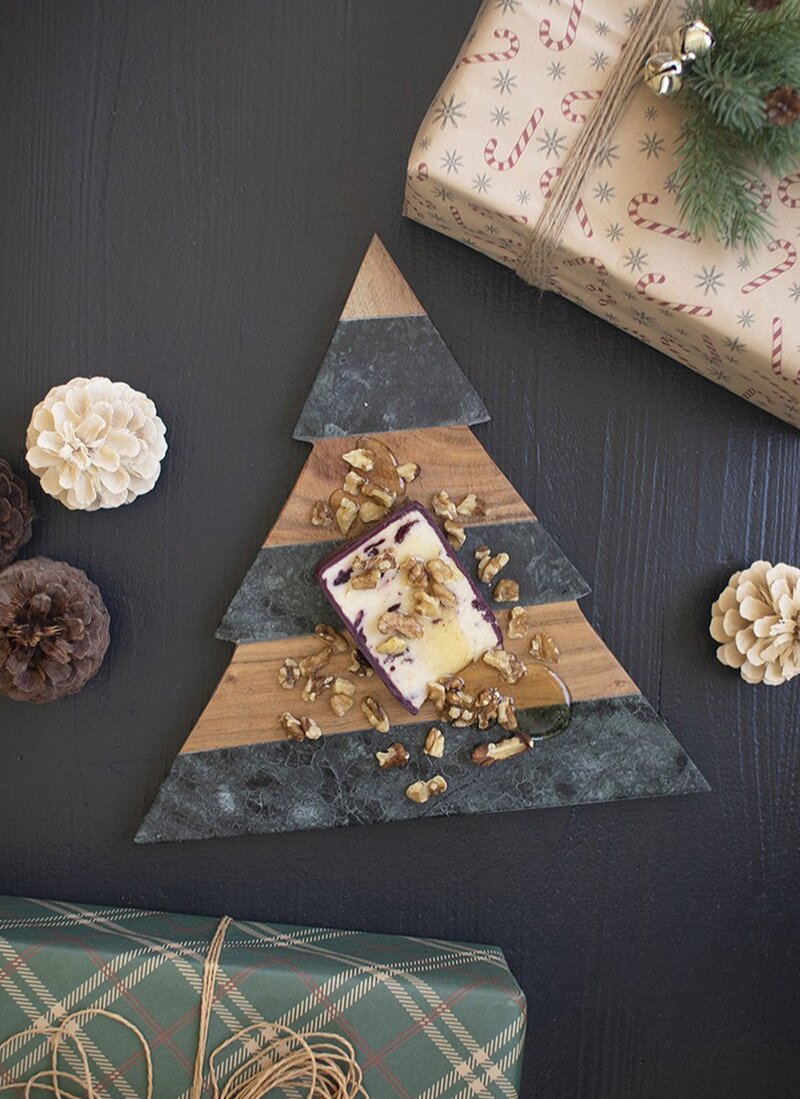 Marble & Acacia Christmas Tree Cutting Board