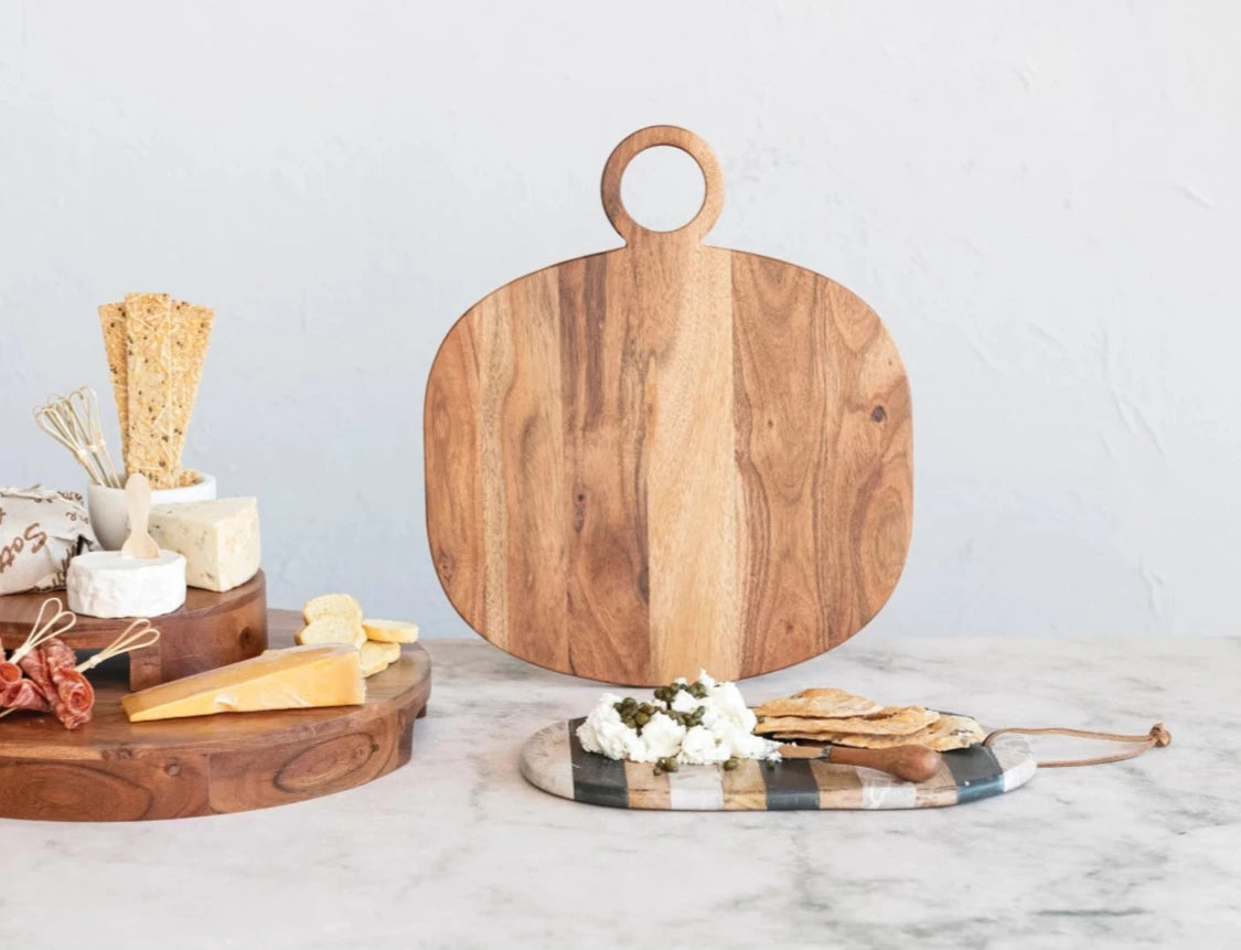 Marble & Mango Wood Cheese Board w/ Canape Knife