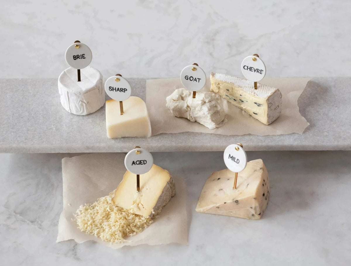 Farmhouse White & Gold Cheese Markers