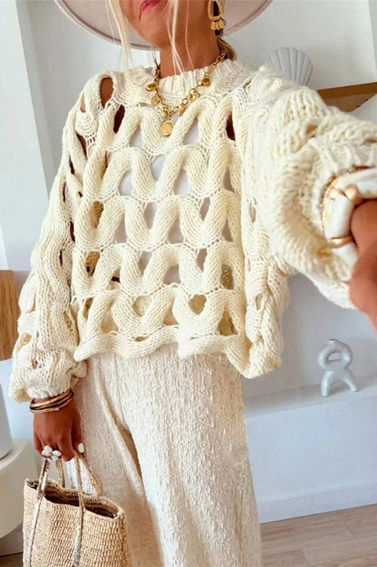 Open-Knit Pullover Sweater
