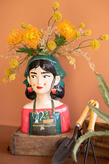 Ceramic Gardener Woman Vase