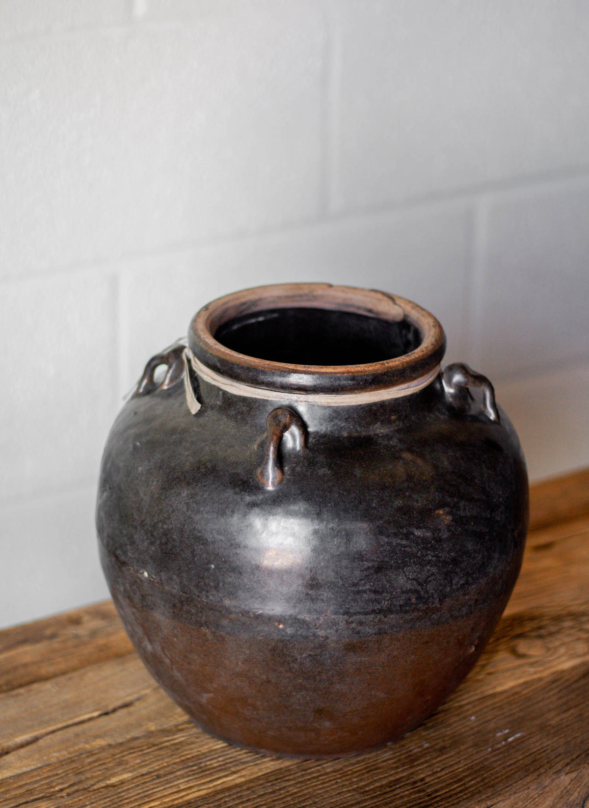 Vintage 4-Handle Glazed Pot