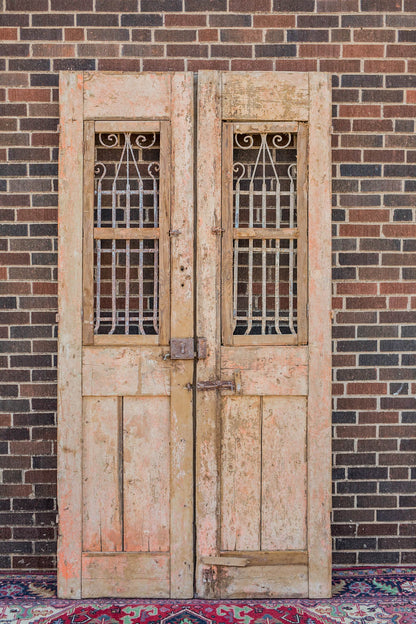 Minya - Primitive Iron Inset Egyptian Wooden Doors