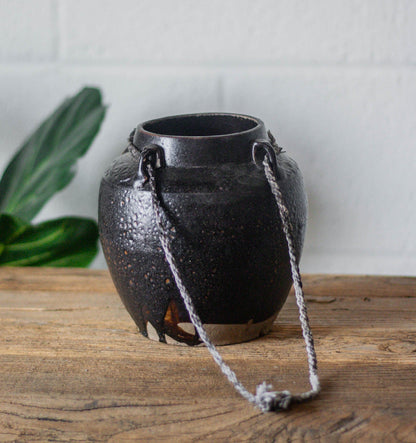 Vintage 4-Handle Glazed Pot