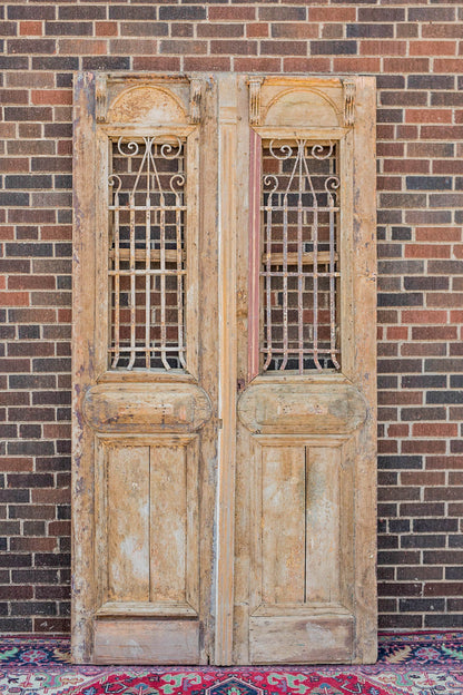 Minya - Primitive Iron Inset Egyptian Wooden Doors