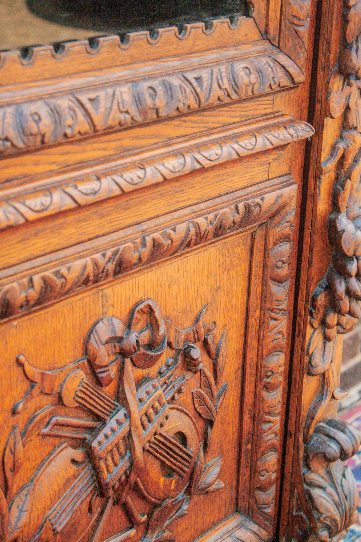 Ornate Carved Louis XIII Style Oak Bookcase