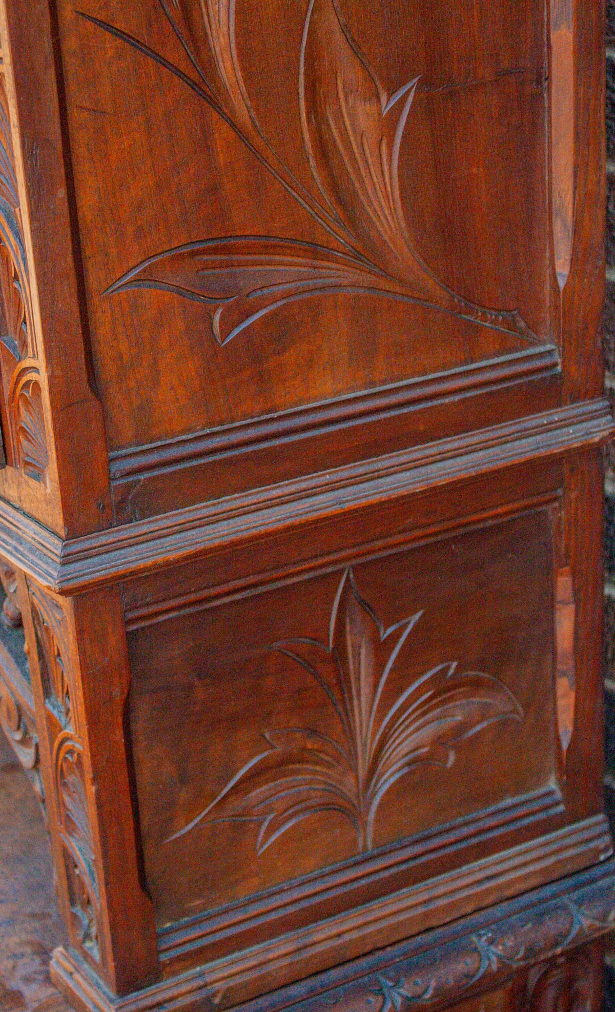 French Breton Figural Carved Oak Desk