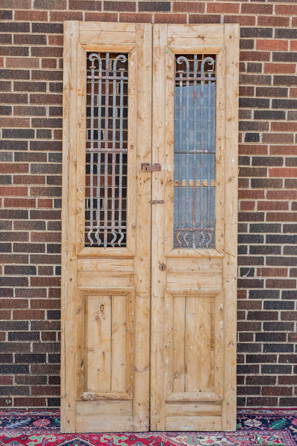 Lian - Primitive Iron Inset Egyptian Wooden Doors