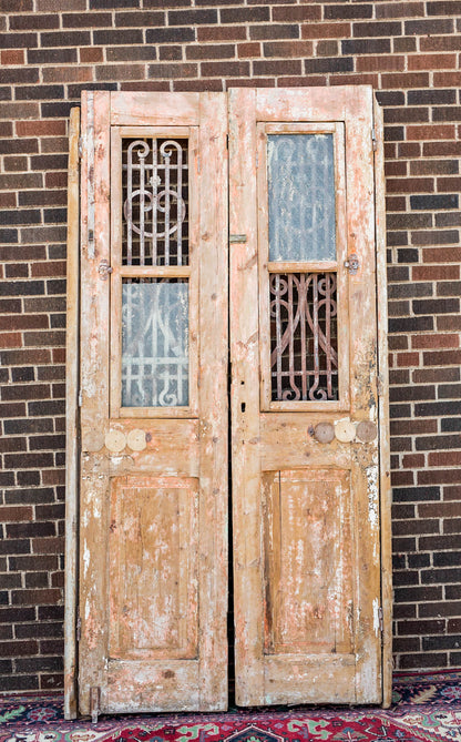 Omari - Primitive Iron Inset Egyptian Wooden Doors
