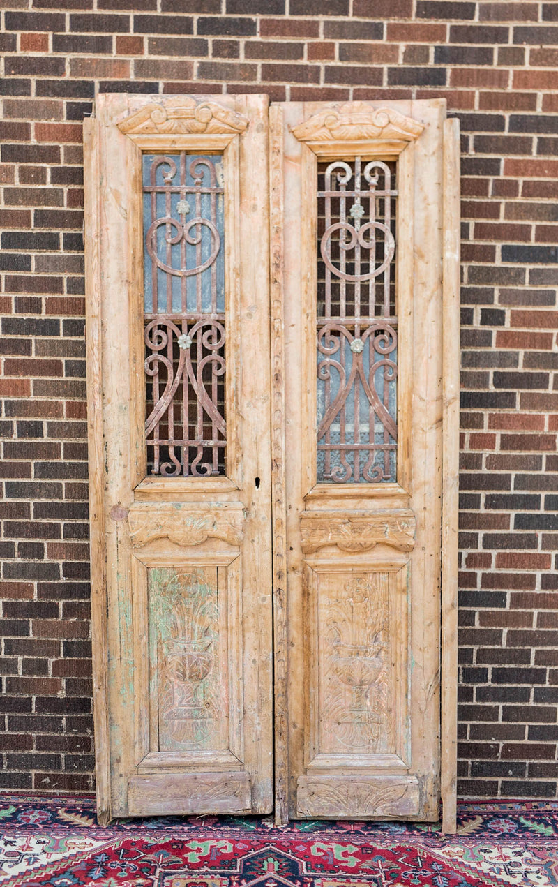 Omari - Primitive Iron Inset Egyptian Wooden Doors