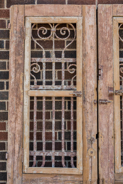 Sima - Primitive Iron Inset Egyptian Wooden Doors