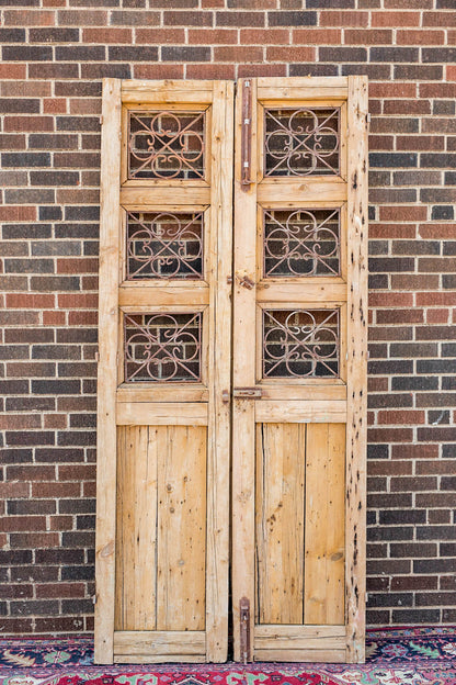 Romi - Primitive Iron Inset Egyptian Wooden Doors