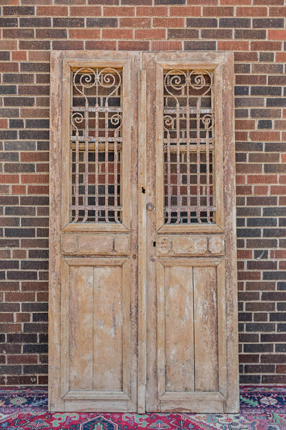 Sima - Primitive Iron Inset Egyptian Wooden Doors