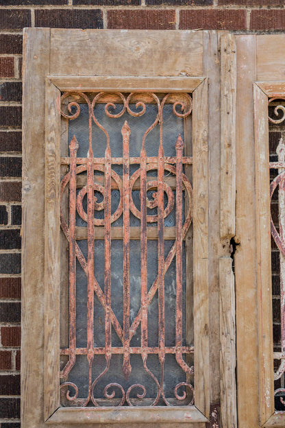 Avi - Primitive Iron Inset Egyptian Wooden Doors