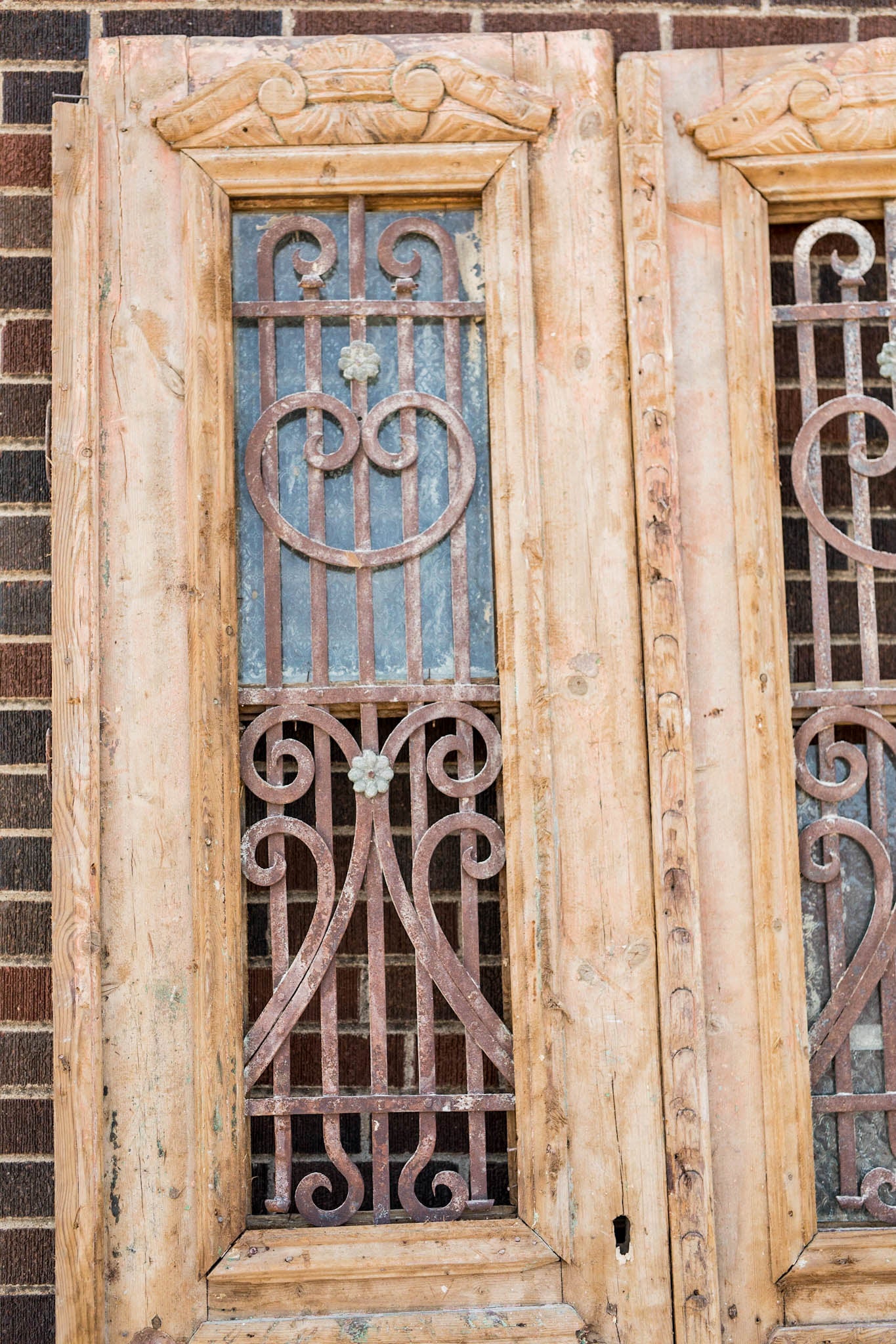 Omari - Primitive Iron Inset Egyptian Wooden Doors