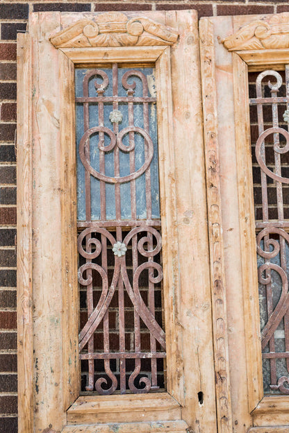 Omari - Primitive Iron Inset Egyptian Wooden Doors