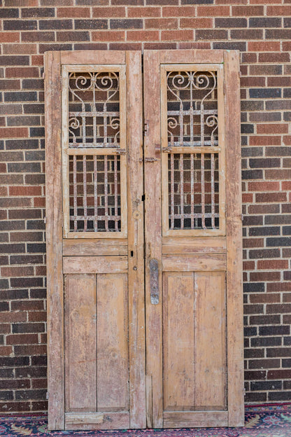 Sima - Primitive Iron Inset Egyptian Wooden Doors