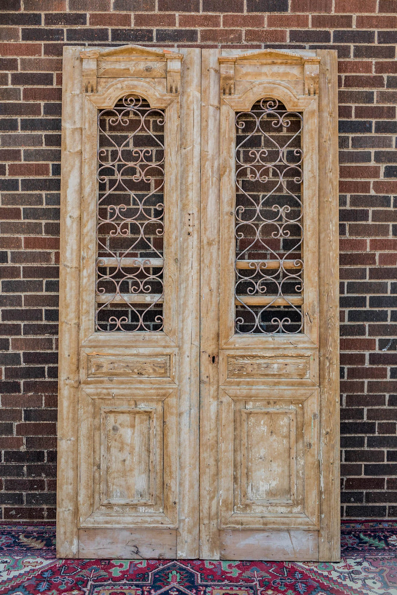 Aya - Primitive Iron Inset Egyptian Wooden Doors