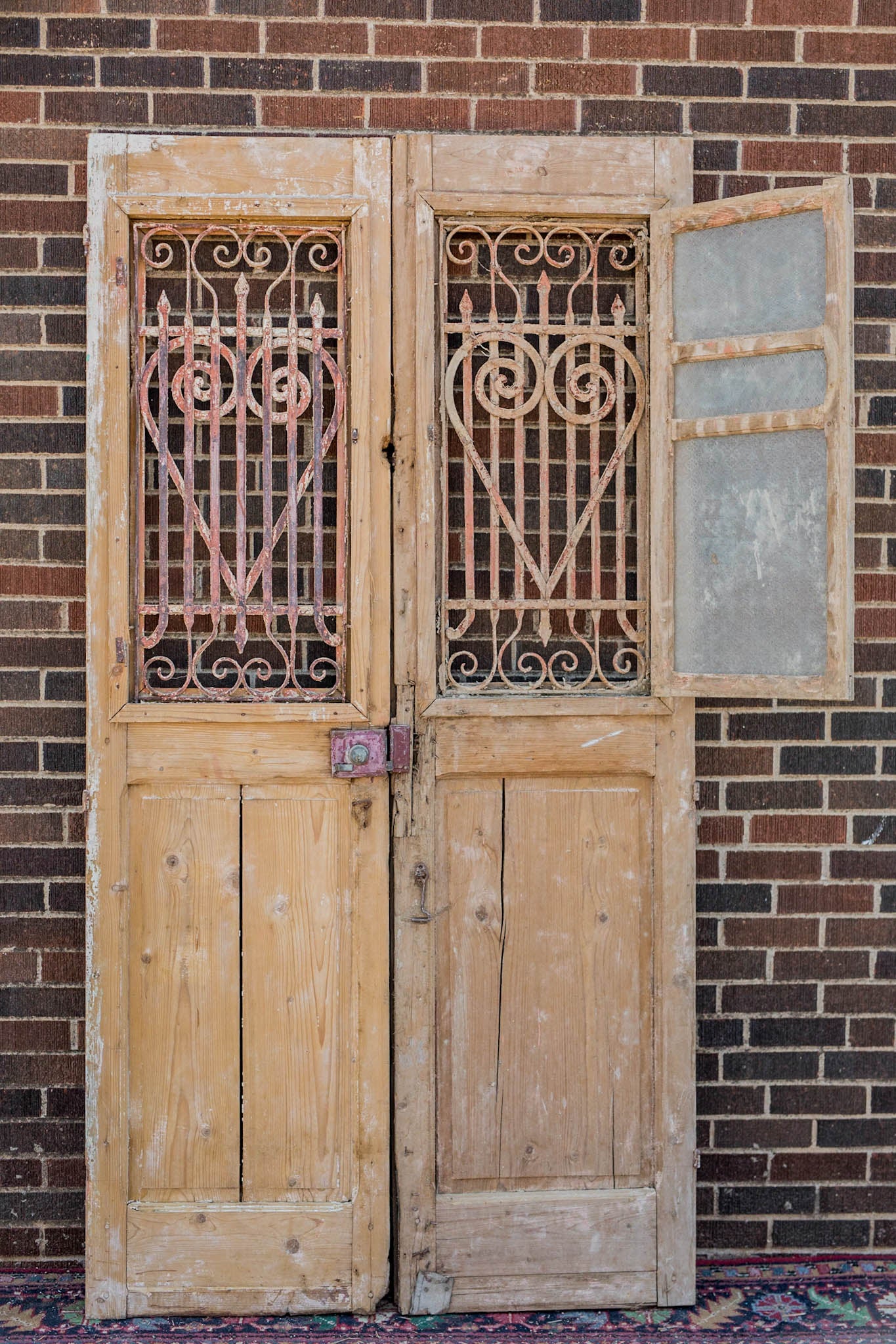 Avi - Primitive Iron Inset Egyptian Wooden Doors