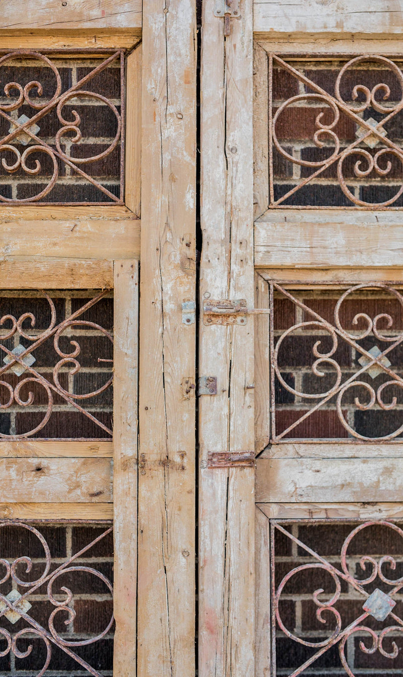 Dari - Primitive Iron Inset Egyptian Wooden Doors