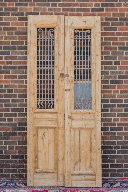 Lian - Primitive Iron Inset Egyptian Wooden Doors