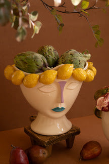 CERAMIC HEAD VASE WITH LEMONS