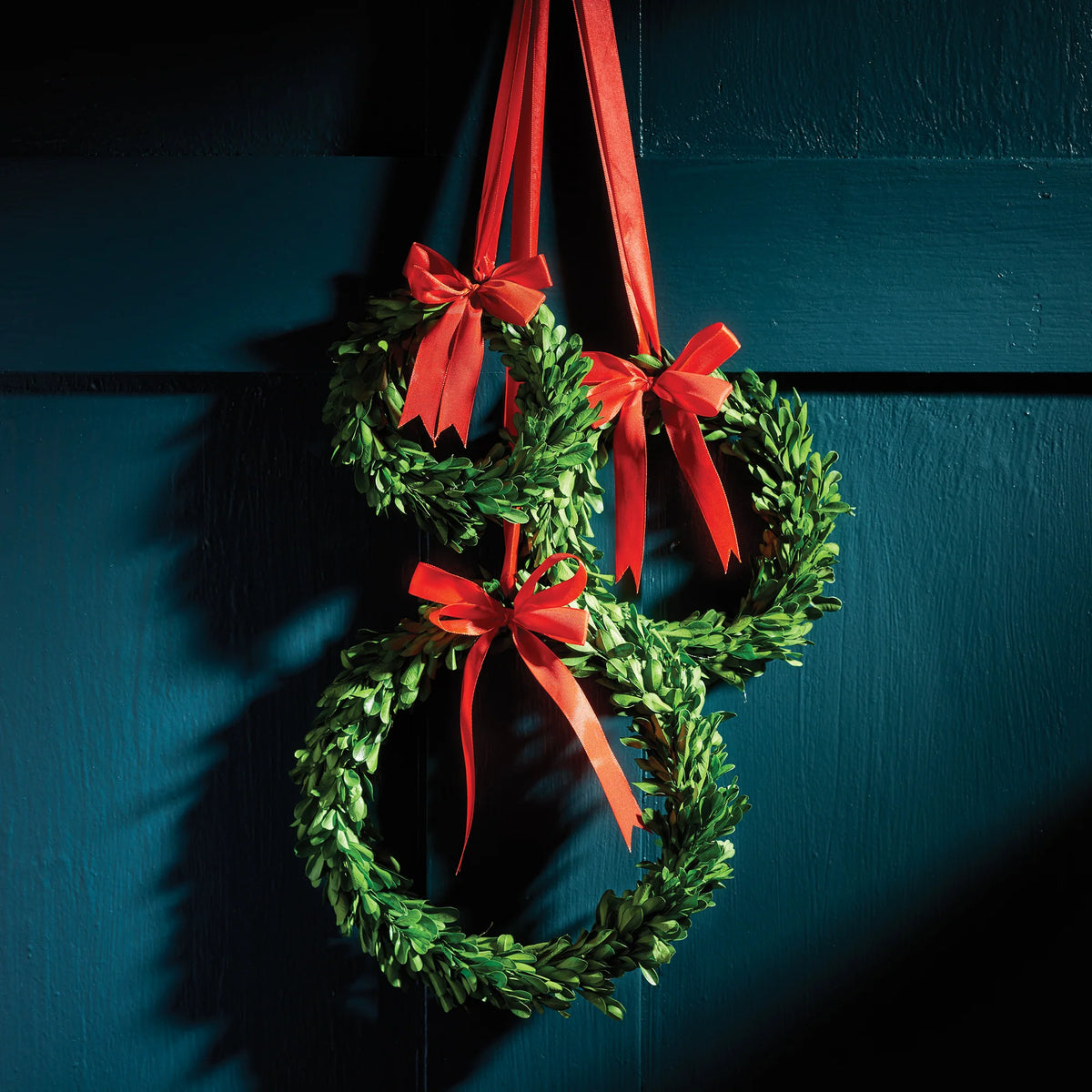 Merry Boxwood Wreath w/ Red Ribbon