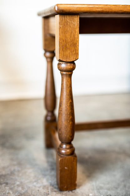 Block & Turned Oak Nest of Tables
